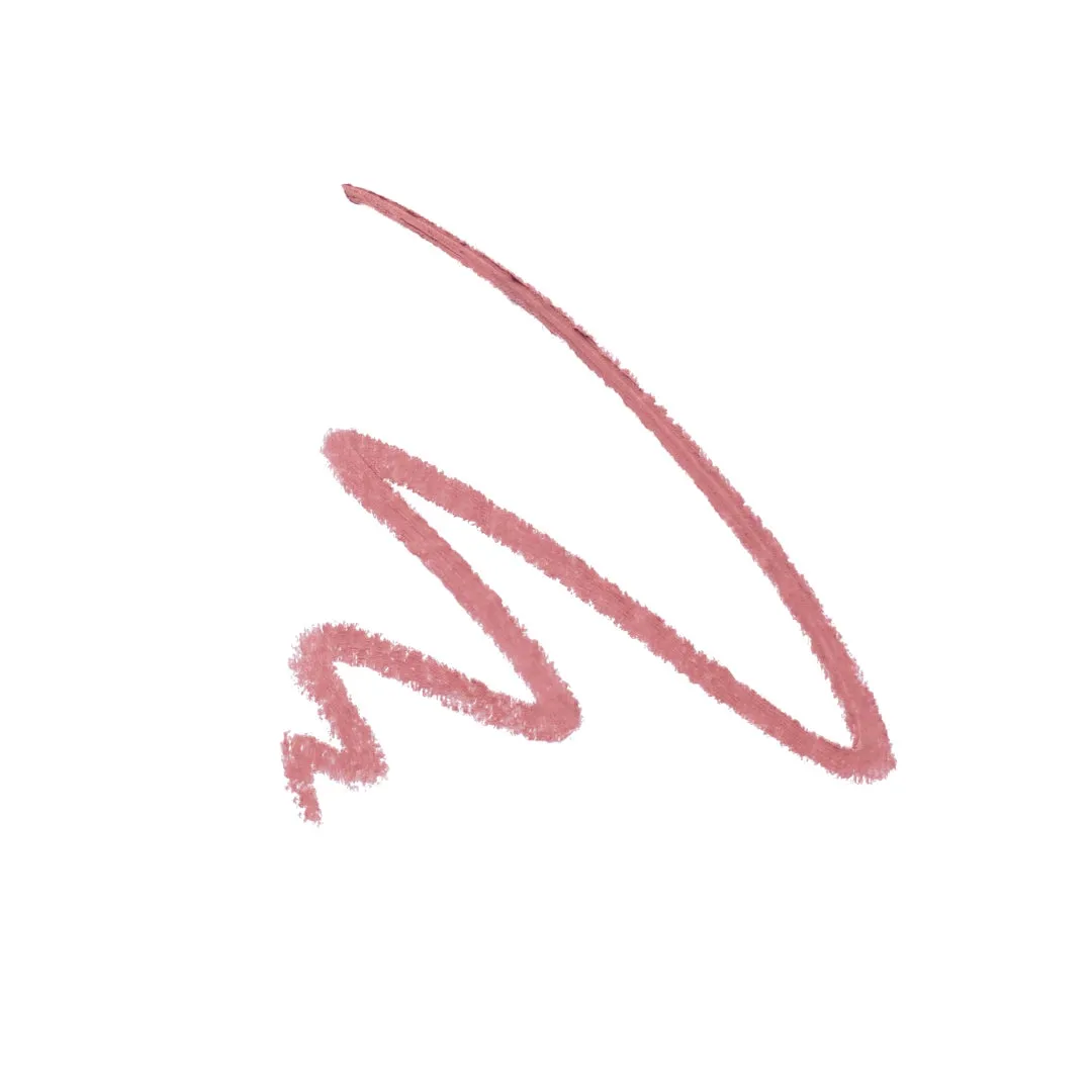 白い背景に、ピンク色のリップライナーのストロークが描かれています。