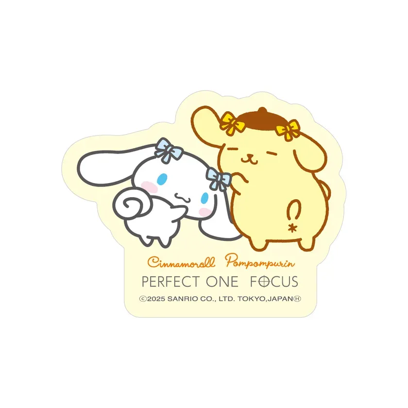 シナモロールとポムポムプリンが寄り添うイラスト