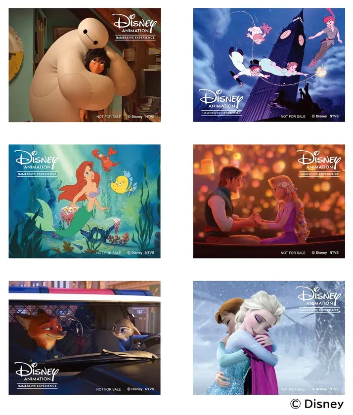 様々なディズニーキャラクターが描かれたアニメーション映画のシーンを集めた画像