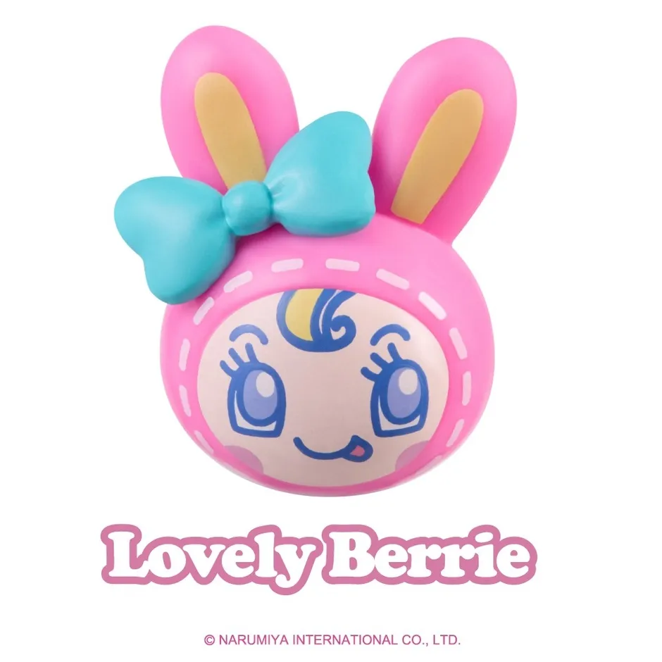 ピンク色のウサギのキャラクターのイラストです。